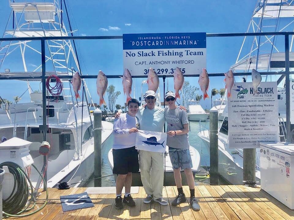 Mutton Snapper, Sailfish caught on No Slack Fishing Team out of Islamorada Florida April 2019